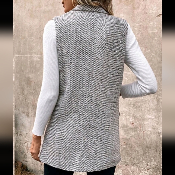 Simple Women's Tweed Blazer Jacket For Commuting - Picture 2 of 3